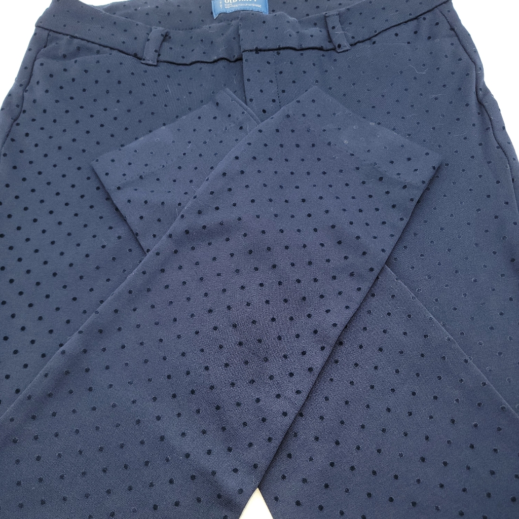 Old Navy Pixie Mid-Rise Navy Blue Polka Dot Pants